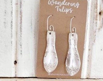 Elegant and gorgeous silver plated vintage earrings,spoon earrings,one of a kind earring,unique earring,upcycled earring,gift for daughter