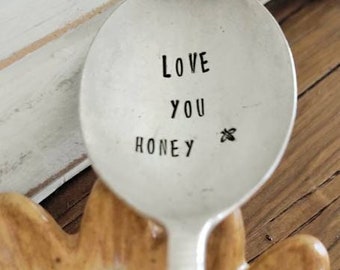 Vintage Silver Plated Soup Spoon,Love You Honey,bee lover,gift for spouse,gift for wife,gift for husband,love you gift,missing you gift