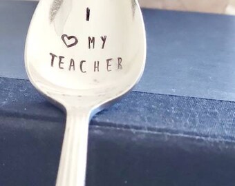 I Love My Teacher Teaspoon,Gift for teacher,end of the year gift,thank you gift,coffee spoon gift, tea lover gift,coffee lover gift