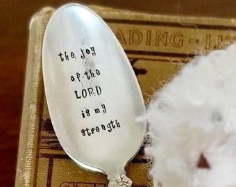 The Joy Of The Lord Is My Strength Vintage Silver Plated large soup spoon,faith based gift,vintage gift,spoon gift,gift for mom,