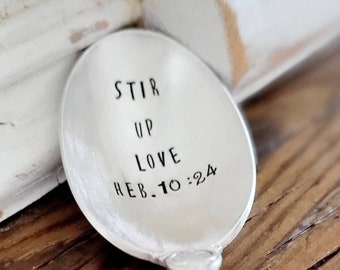 Stir Up Love Hebrews 10:24 Vintage Silver Plated Soup Spoon,spoon for coffee lover,spoon for friend,spoon for her,spoon for teacher