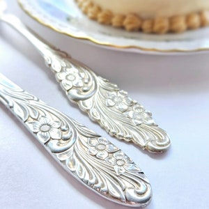 Vintage silver plated large spreading knife and fork,gift for hostess,house warming gift,come as you are,gift for mom,gift for host zdjęcie 3