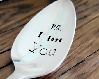 P.S. I Love You Vintage Silver Plated Teaspoon,valentines gift,valentines gift for wife,valentines gift for girlfriend,valentines gift