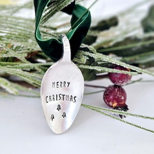 Custom Christmas Ornament,vintage spoon ornament,vintage personalized ornament,ornament for first christmas,babys first christmas,our first