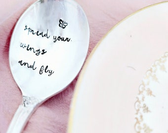 Spread Your Wings And Fly Silver Plated Vintage Spoon,Coffee Spoon,Personalized Gift,Gift for Wife,Gift for Husband, Best Friend