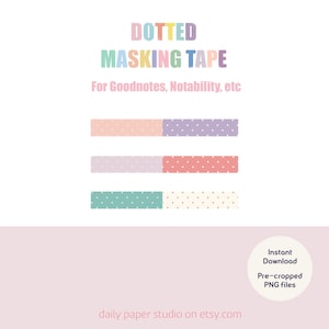 48 Dotted Masking Tape, Index Tab Stickers, Pre-cropped, Index stickers, Goodnotes, digital notes, Digital file