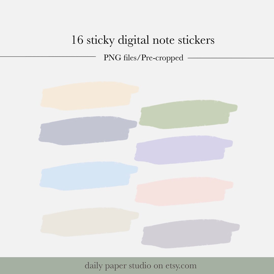 16 Sticky Digital Stickers, Pre-cropped, PNG Files - Etsy