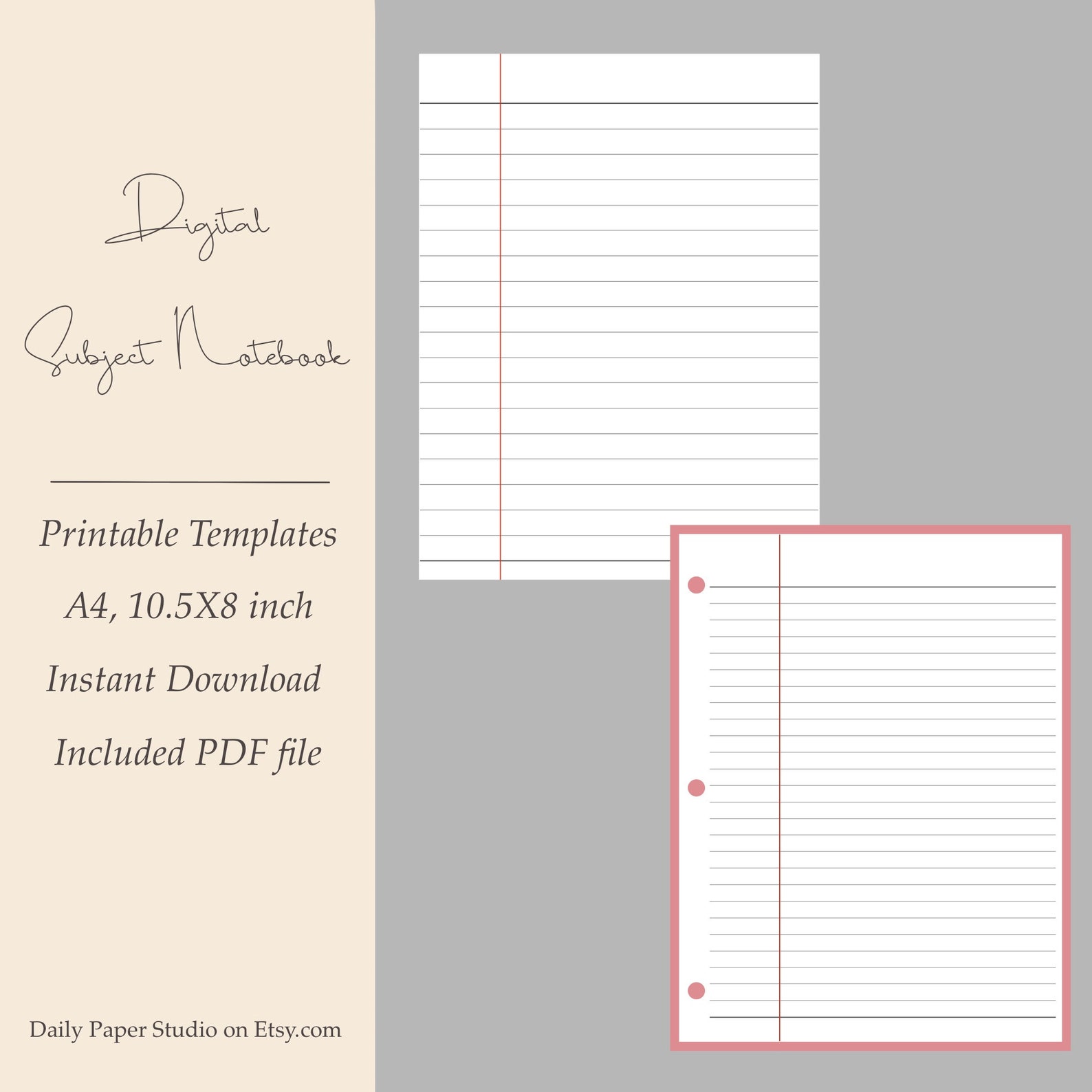 Digital Subject Notebook, Printable Student Note Taking Templates Pages ...