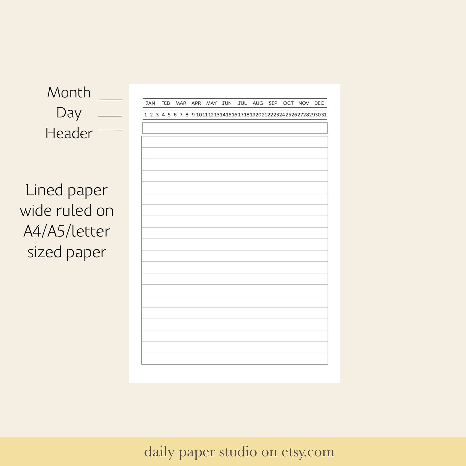 Printable Lined Paper for Student Note Taking Templates A4 Etsy