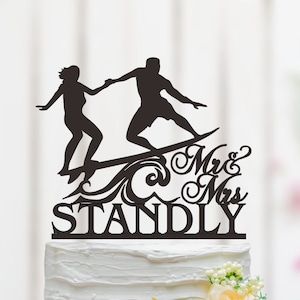 Surfer Wedding Cake Topper, Surfing Couple Cake Topper, Surfboards Cake Topper, Beach Cake Topper, Mr And Mrs Cake Topper 141