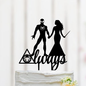 Super Hero Wedding Cake Topper, Spider man Cake Topper, Spider man  Theme Decor, Bride Witch Cake Topper, Mr And Mrs Cake Topper 127