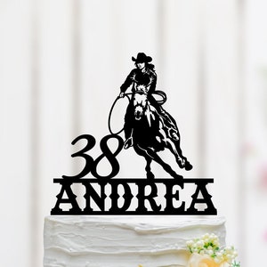 Cowgirl Cake Topper, Western Birthday Cake Topper, Cowgirl Ride Horse Theme Party, Rodeo Queen Cake Topper, Personalized Cake Topper 096
