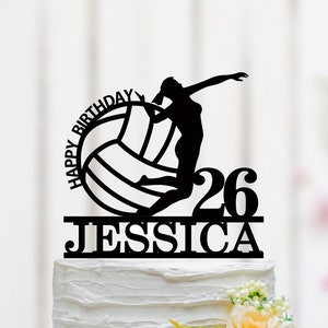 Volleyball Birthday Cake Topper, Female Volleyball Player Cake Topper, Volleyball Theme Decor, Sport Cake Topper, Custom Cake Topper 106