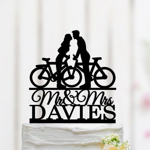 Bicycle Cake Topper, Bicycle Wedding Cake Topper, Bride And Groom Wedding Cake Topper, Bike Theme Party, Bike Couple Cake Topper 024 image 1