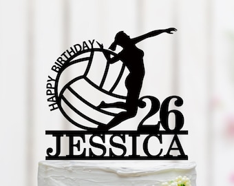 Volleyball Birthday Cake Topper, Female Volleyball Player Cake Topper, Volleyball Theme Decor, Sport Cake Topper, Custom Cake Topper 106