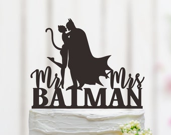 Topper de bolo de casamento de super casal, topper de bolo de super herói, festa temática de super herói, topper de bolo sr. e sra, topper de bolo de casal 134