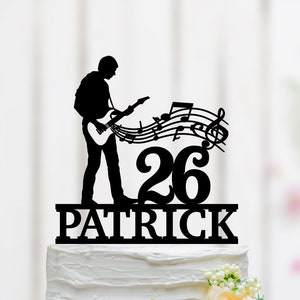 Guitarist Cake Topper, Guitar Birthday Cake Topper, Rock Theme Party, Musician Cake Topper, Rockstar Cake Topper, Custom Cake Topper 110