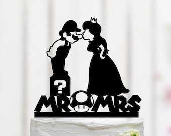 Mario Cake Topper, Mario Brother Cake Topper, Cartoon Cake Topper, Mario and Princess Cake Topper, Mr Mrs Cake Topper 050