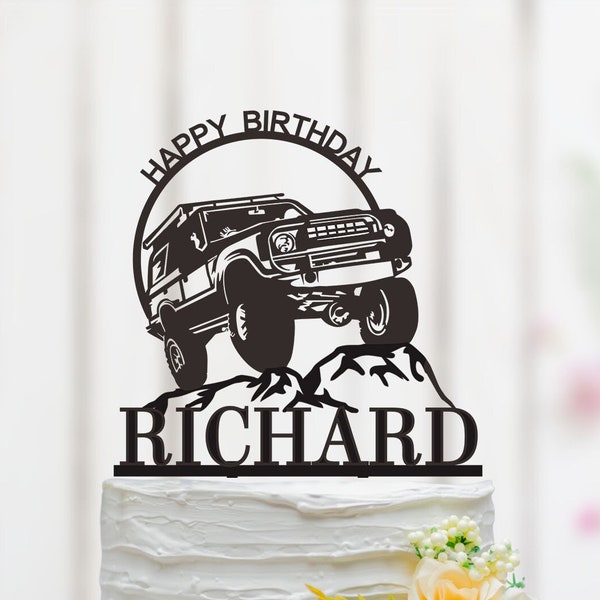 Topper torta di compleanno off road, topper torta fuoristrada, festa a tema avventura, topper torta anniversario, topper torta per veicoli personalizzati 128