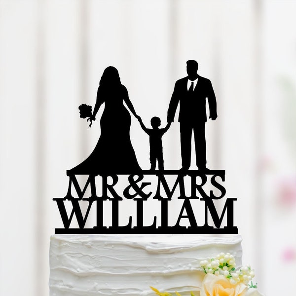 Family Wedding Cake Topper, Plus Sized Couple Cake Topper, Curvy Size Bride Cake topper, Mr And Mrs Cake Topper, Custom Cake Topper 117