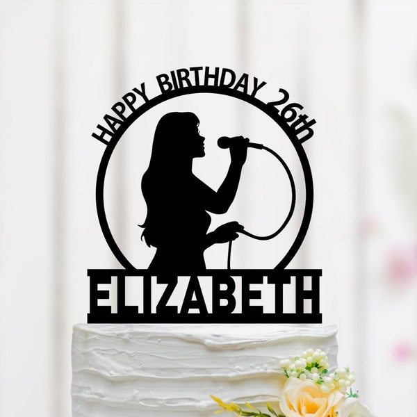 Singer Cake Topper, Karaoke Birthday Cake Topper, Singer Theme Party, Microphone Cake Topper, Musician Cake Topper, Karaoke Theme Decor 111