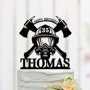 Fire Fighter Cake Topper, Fireman Birthday Wedding Cake Topper, Custom Birthday Cake Topper, Fireman Theme Decoration 071