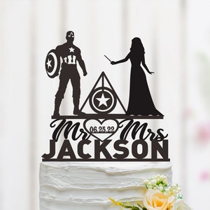 Super Hero Cake Topper, Captain America Wedding Cake Topper, Captain America Theme Decor, Mr And Mrs Cake Topper 077