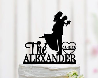 Family Cake Topper, Couple Wedding Cake Topper With Children, Mr And Mrs Cake Topper With, Couple Cake Topper, Family Theme Party 028