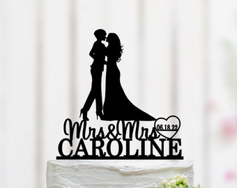 Lesbian Wedding Cake Topper, Lesbian Cake Topper, Same Sex Cake Topper, Mrs And Mrs Cake Topper, Lesbian Theme Party, Custom Cake Topper 026