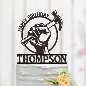 Hammer Birthday Cake Topper, Mechanic Cake Topper, Fixer Theme Party, Tool Cake Topper, Custom Birthday Cake Topper 140