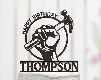 Hammer Birthday Cake Topper, Mechanic Cake Topper, Fixer Theme Party, Tool Cake Topper, Custom Birthday Cake Topper 140