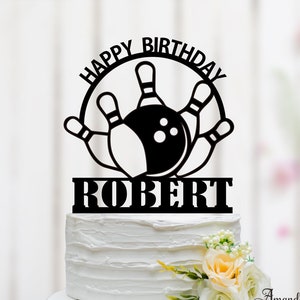 Bowling Birthday Cake Topper, Bowling Ball Cake Topper, Bowling Strike Theme Party, Bowler Cake Topper, Birthday Cake Topper 100
