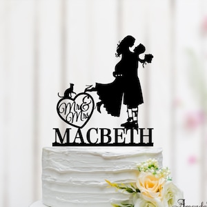 Scottish Wedding Cake Topper, Scottish kilt cake topper, Mr And Mrs Cake Topper, Scottish Silhouette Topper, Couple Cake topper 044