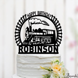 Locomotive Train Birthday Cake Topper, Train Theme Party, Train Birthday Decoration, Choo Choo Train Cake Topper, Custom Cake Topper 093