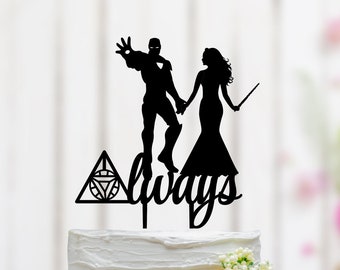 Iron man Cake Topper, Iron man And Witch Wedding Cake Topper, Super hero Cake Topper, Always Cake Topper, Always Wedding Decoration 035