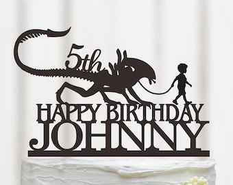 Adorno para tarta de cumpleaños de extraterrestre, adorno para tarta de monstruo, adorno para tarta infantil, adorno para tarta de xenomorfo extraterrestre, decoración con temática extraterrestre, decoración con temática de bebé 178