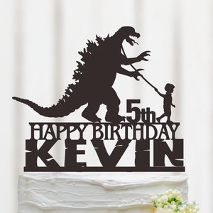 Monster Birthday Cake Topper, Monster Cake Topper With Age, Dinosaurs Cake Topper, Dinosaurs Theme Decor, Godzilla Inspired 179
