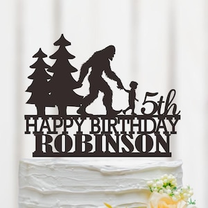Sasquatch Birthday Cake Topper, Bigfoot Cake Topper With Age, Child Cake Topper, Sasquatch Theme Decor, Bigfoot Birthday Cake Topper 176