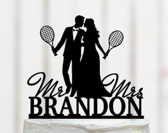 Tennis Tortenstecker, Hochzeitstorte Topper, Tennisspieler Kuchen Topper, Tennis Tortenstecker, Braut und Bräutigam Topper 073
