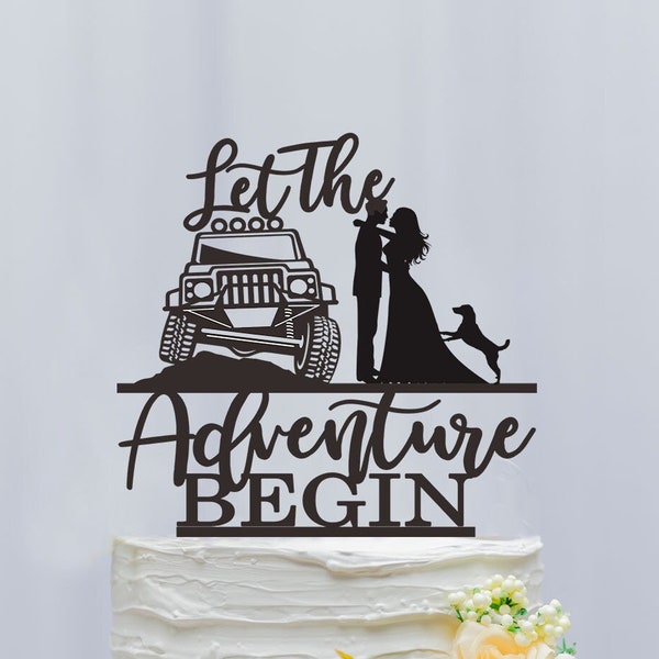 Off Road Wedding Cake Topper, Let the adventure Begin Cake Topper, Vehicle Cake Topper, Couple Cake Topper, Mr And Mrs Cake Topper 146