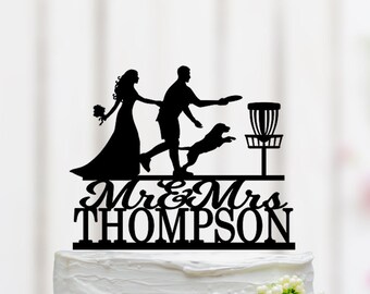 Frisbee Wedding Cake Topper, Disc Sport Cake Topper, Frisbee Golfer Wedding Decoration, Mr And Mrs Cake Topper, Couple Cake Topper 031