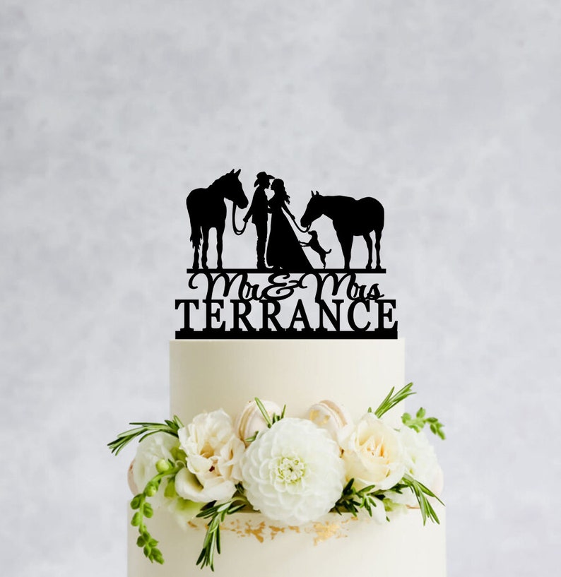 CARISPIBET Western Cowboy & Cowgirl Wedding Cake Topper – Acrylic Bride & Groom Decoration