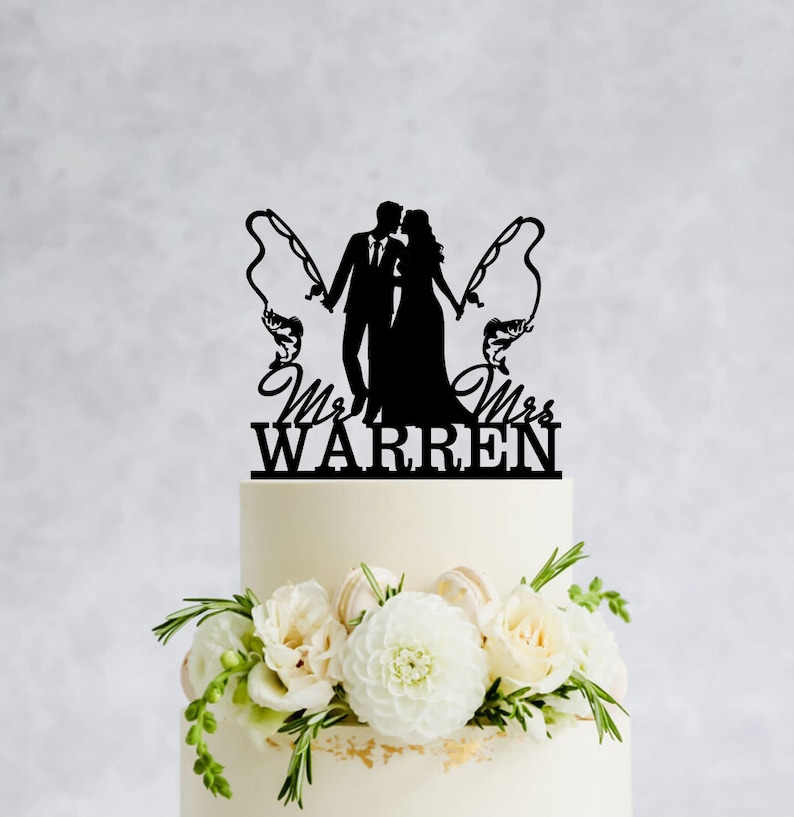 Fishing Cake Topper Fisherman Wedding Cake Topper Fishing Etsy