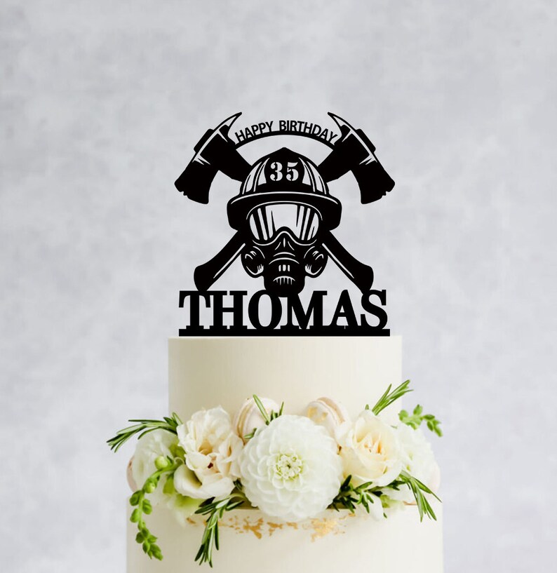 Fire Fighter Topper Fire Fighter Cake Topper, Fireman Birthday Wedding Cake Topper, Custom ...