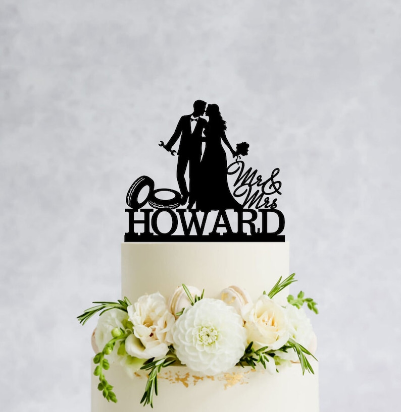 Mechanic Wedding Cake Topper, Auto Mechanic Cake Topper, Car Mechanic Cake Topper, Car Fixer Cake Topper, Bride And Groom Topper 064 image 2