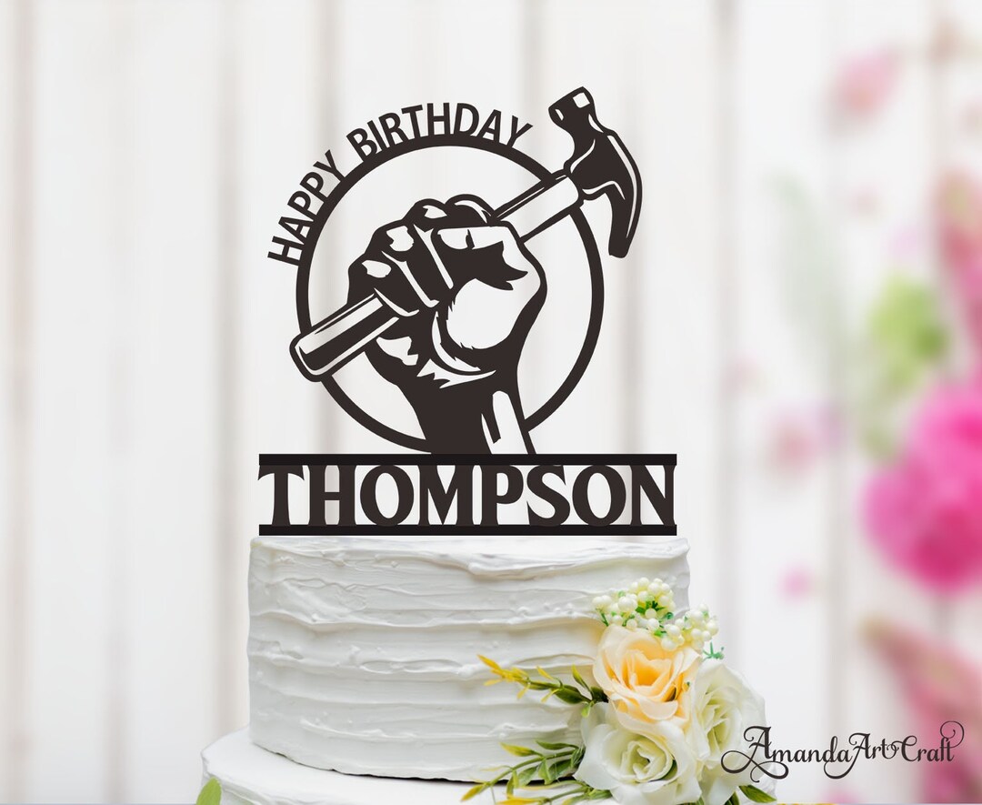 Hammer Birthday Cake Topper, Mechanic Cake Topper, Fixer Theme Party, Tool Cake Topper, Custom