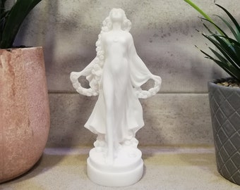 Persephone - Kore - Proserpina Goddess Of Cult, Myths - Mysteries 18cm-7.08in Handmade Sculpture White Marble & Cast Alabaster