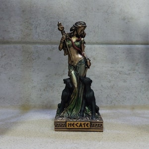 Hecate, goddess of magic 8.7cm - 3.42in Ancient Greek Mythology Unique Details Resin and Bronze Mini Statue Vintage Surfacing