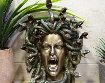 Medusa Wall Decoration 29cm-11.41in Mermaid Gorgo Ancient Greek Mythology Unique Details Bronze Color