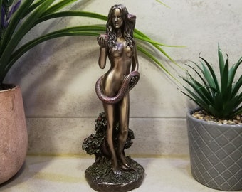 Eve in the Garden of Eden 24.5cm - 9.64in Protoplast and the Snake Unique Details Bronze Color